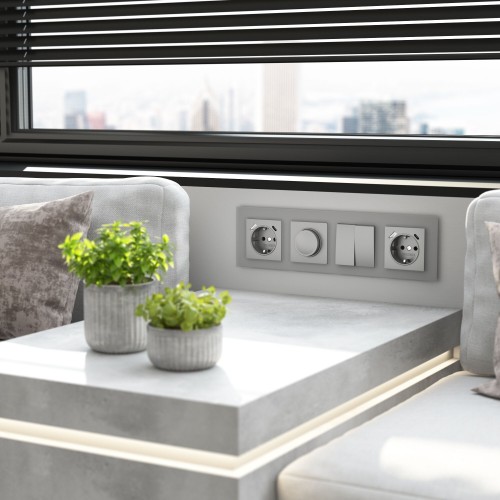 Рамка на 4 поста Senso (серебряный, стекло soft-touch) Werkel W0043106 a064571