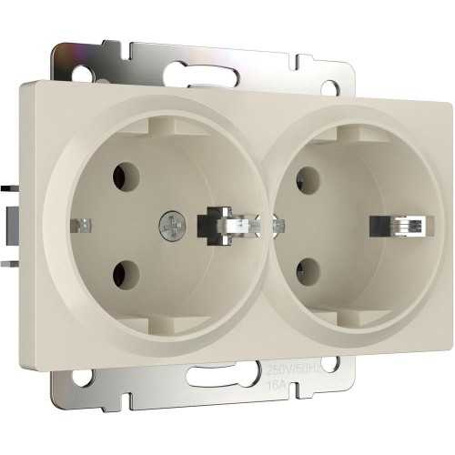 W1172062 Розетка двойная с заземлением (айвори матовый) Werkel a062427