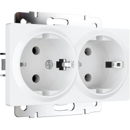 W1172061 Розетка двойная с заземлением (белый матовый) Werkel a062410