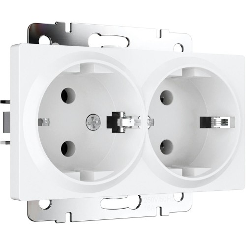 W1172061 Розетка двойная с заземлением (белый матовый) Werkel a062410