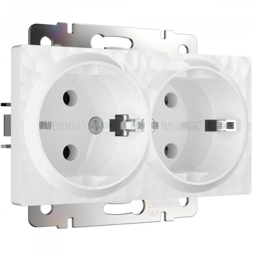 W1272001 Розетка двойная с заземлением (белый) Hammer Werkel a052019