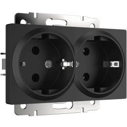 W1172008 Розетка двойная с заземлением (черный матовый) Antik Werkel a051623