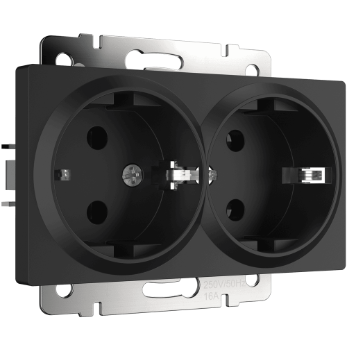 W1172008 Розетка двойная с заземлением (черный матовый) Antik Werkel a051623