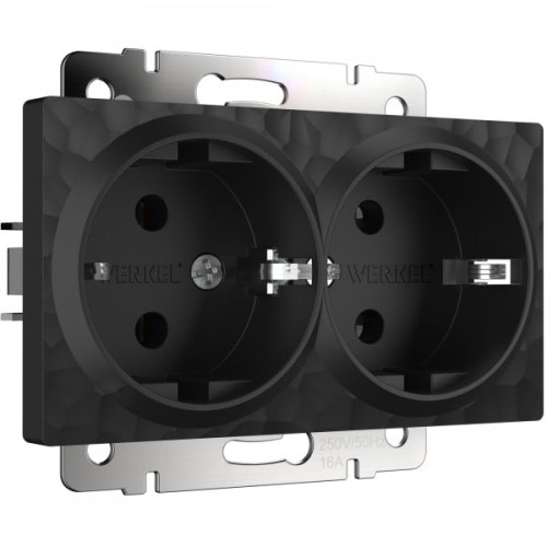 W1272008 Розетка двойная с заземлением (черный) Hammer Werkel a052050