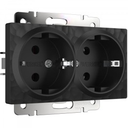 W1272008 Розетка двойная с заземлением (черный) Hammer Werkel a052050