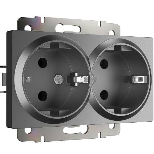 W1172064 Розетка двойная с заземлением (графит матовый) Werkel a063107