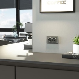 W1172064 Розетка двойная с заземлением (графит матовый) Werkel a063107