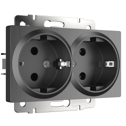 W1172004 Розетка двойная с заземлением (графит рифленый) Antik Werkel a050745