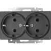 W1172004 Розетка двойная с заземлением (графит рифленый) Antik Werkel a050745