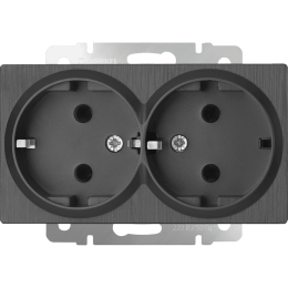 W1172004 Розетка двойная с заземлением (графит рифленый) Antik Werkel a050745