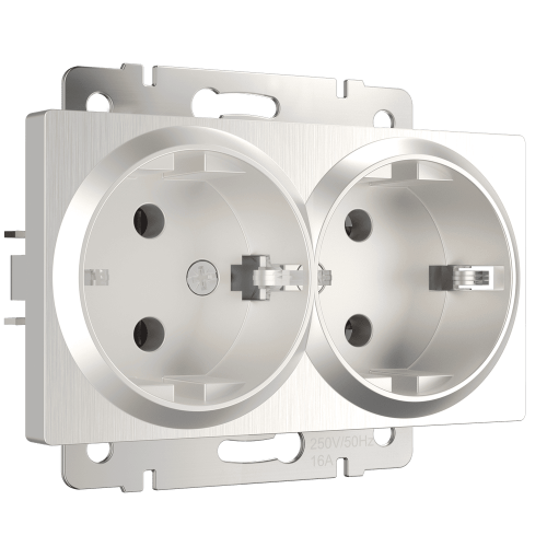 W1172013 Розетка двойная с заземлением (перламутровый рифленый) Antik Werkel a051175