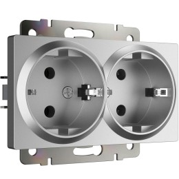 W1172065 Розетка двойная с заземлением (серебряный матовый) Werkel a063619