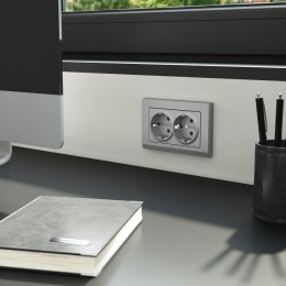 W1172065 Розетка двойная с заземлением (серебряный матовый) Werkel a063619