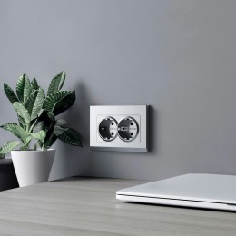 W1172065 Розетка двойная с заземлением (серебряный матовый) Werkel a063619