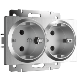 W1172009 Розетка двойная с заземлением (серебряный рифленый) Antik Werkel a051347