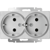 W1172009 Розетка двойная с заземлением (серебряный рифленый) Antik Werkel a051347