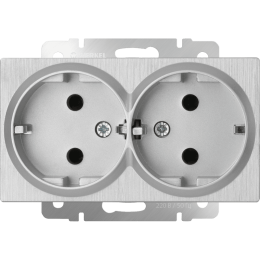 W1172009 Розетка двойная с заземлением (серебряный рифленый) Antik Werkel a051347