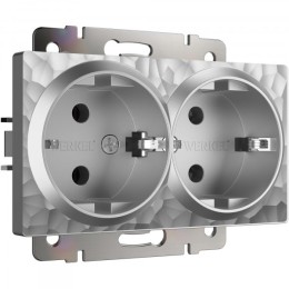 W1272006 Розетка двойная с заземлением (серебряный) Hammer Werkel a052074