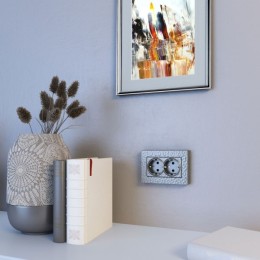 W1272006 Розетка двойная с заземлением (серебряный) Hammer Werkel a052074