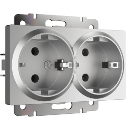 W1172006 Розетка двойная с заземлением (серебряный) Antik Werkel a051525