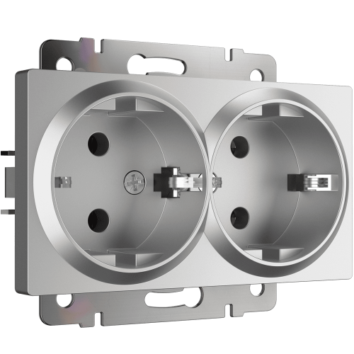 W1172006 Розетка двойная с заземлением (серебряный) Antik Werkel a051525