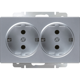 W1172006 Розетка двойная с заземлением (серебряный) Antik Werkel a051525