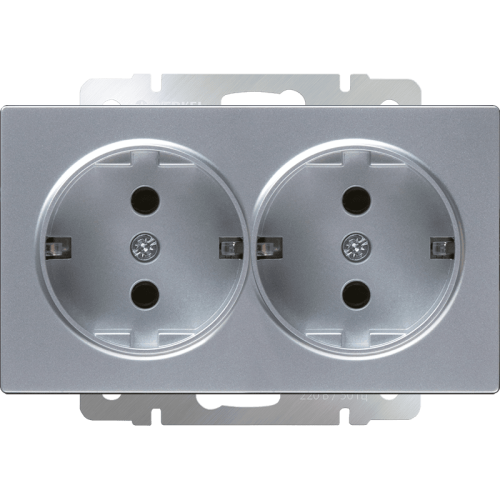 W1172006 Розетка двойная с заземлением (серебряный) Antik Werkel a051525
