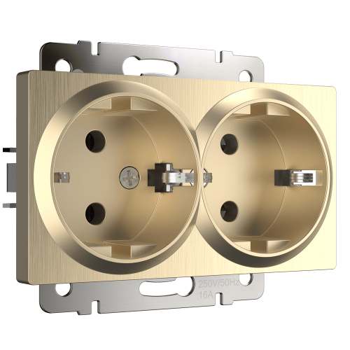 W1172010 Розетка двойная с заземлением (шампань рифленый) Antik Werkel a051432