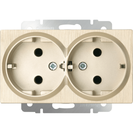 W1172010 Розетка двойная с заземлением (шампань рифленый) Antik Werkel a051432