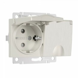 W1172213 Розетка двойная влагозащ. с зазем. с защит. крышками и шторками (перламутровый рифленый) Werkel a057289