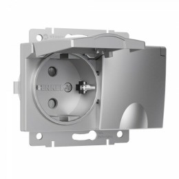 W1172206 Розетка двойная влагозащ. с зазем. с защит. крышками и шторками (серебряная) Werkel a057285