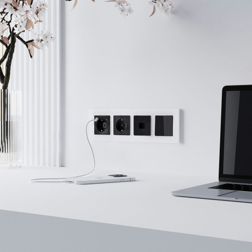 W1181048 Розетка Ethernet RJ-45 (черный акрил) Werkel a064046