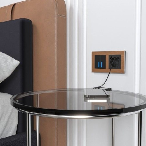 W1171708 Розетка с быстрой зарядкой USB Type A+С черная (черный матовый) Werkel a056275