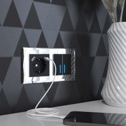 W1171708 Розетка с быстрой зарядкой USB Type A+С черная (черный матовый) Werkel a056275