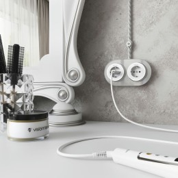 W5871050 Розетка с заземлением (белый матовый/хром) Vintage Werkel a055918