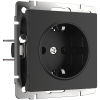 W1171308 Розетка с заземлением, безвинтовой зажим (черный матовый) Antik Werkel a051618