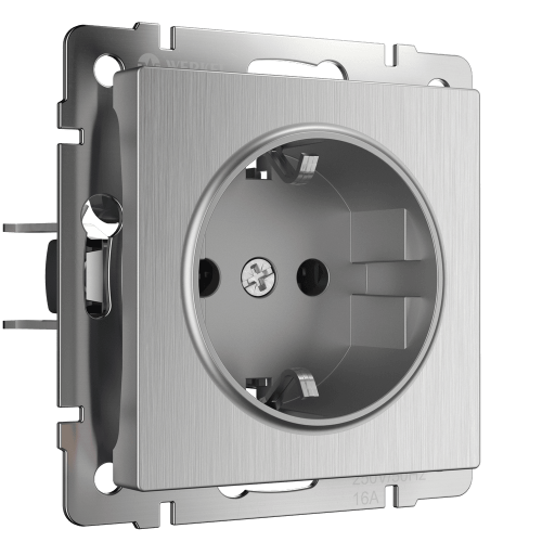 W1171009 Розетка с заземлением (cеребряный рифленый) Antik Werkel a051368