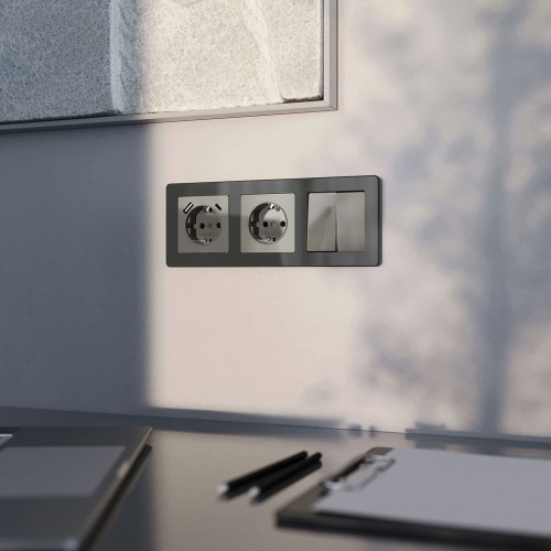 W1171044 Розетка с заземлением (графит акрил) Werkel a064090