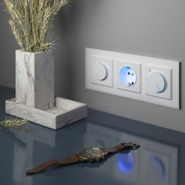 W1171401 Розетка с заземлением и подсветкой (белая) Antik Werkel a051125