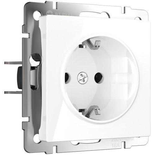 W1171101 Розетка с заземлением и шторками (белая) Antik Werkel a051139