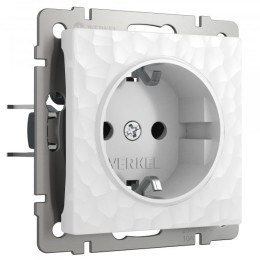W1271101 Розетка с заземлением и шторками (белый) Hammer Werkel a052020