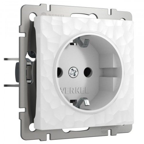 W1271101 Розетка с заземлением и шторками (белый) Hammer Werkel a052020