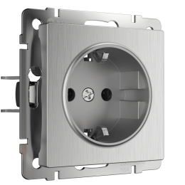 W1171109 Розетка с заземлением и шторками (cеребряный рифленый) Antik Werkel a051352