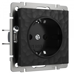 W1271108 Розетка с заземлением и шторками (черный) Hammer Werkel a052052