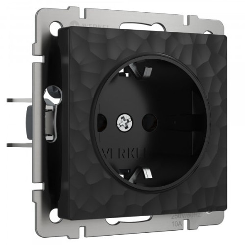 W1271108 Розетка с заземлением и шторками (черный) Hammer Werkel a052052
