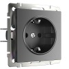 W1171164 Розетка с заземлением и шторками (графит матовый) Werkel a063104