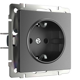 W1171164 Розетка с заземлением и шторками (графит матовый) Werkel a063104