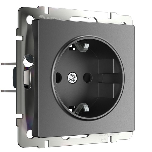 W1171164 Розетка с заземлением и шторками (графит матовый) Werkel a063104