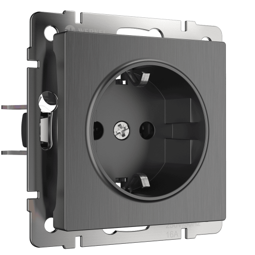 W1171104 Розетка с заземлением и шторками (графит рифленый) Antik Werkel a050750