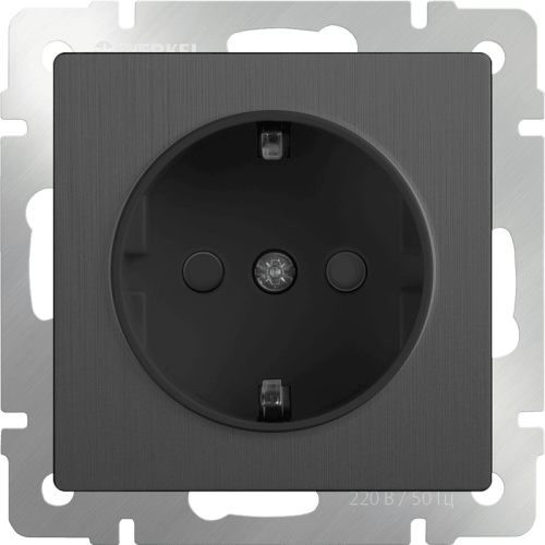 W1171104 Розетка с заземлением и шторками (графит рифленый) Antik Werkel a050750